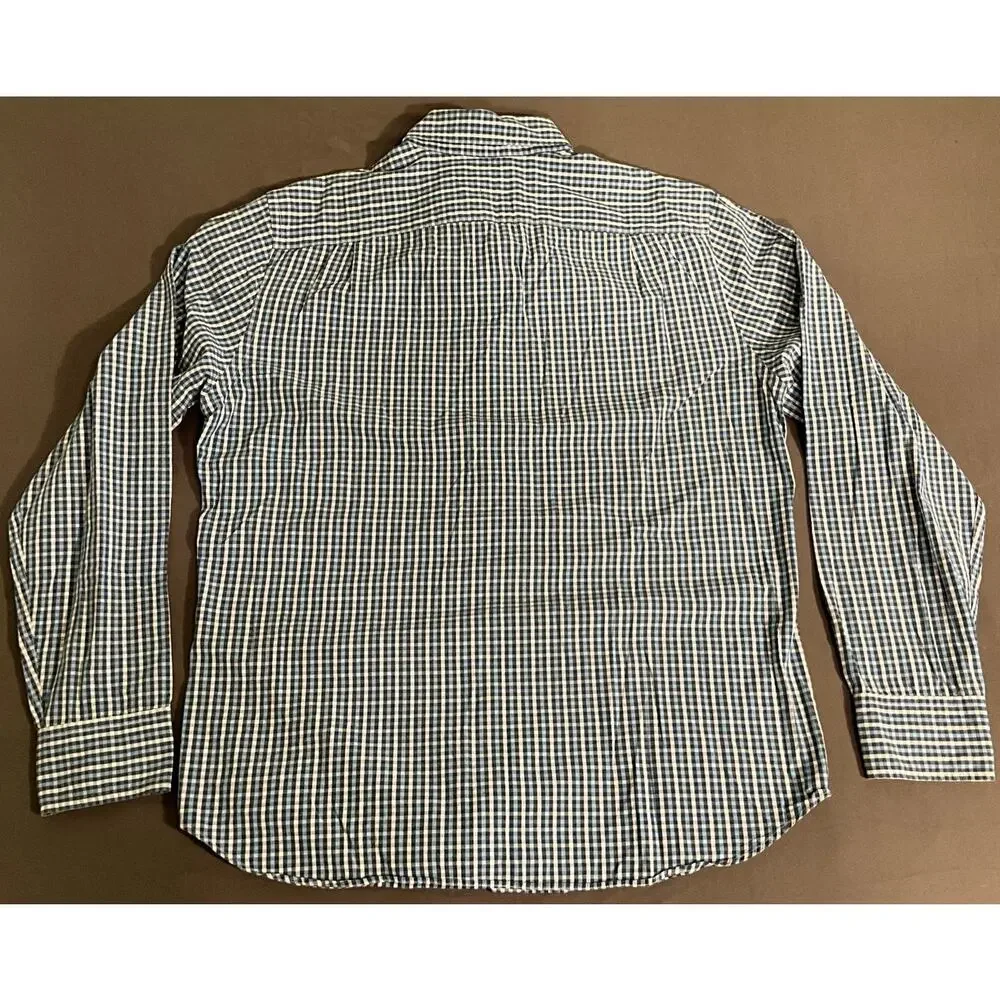 Tailored by J. Crew Button Up M Long Sleeve Shirt Plaid Blue Button Down Collar